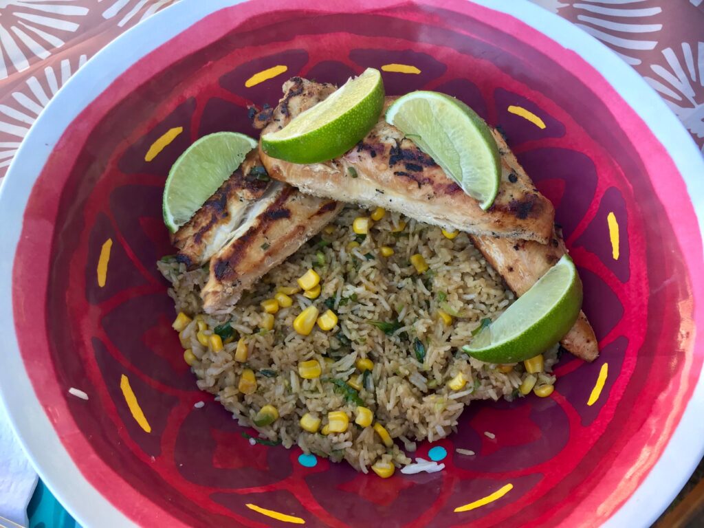 Recipe of the Week – Asian Marinated Chicken with Corn and Basil Faux Fried Rice